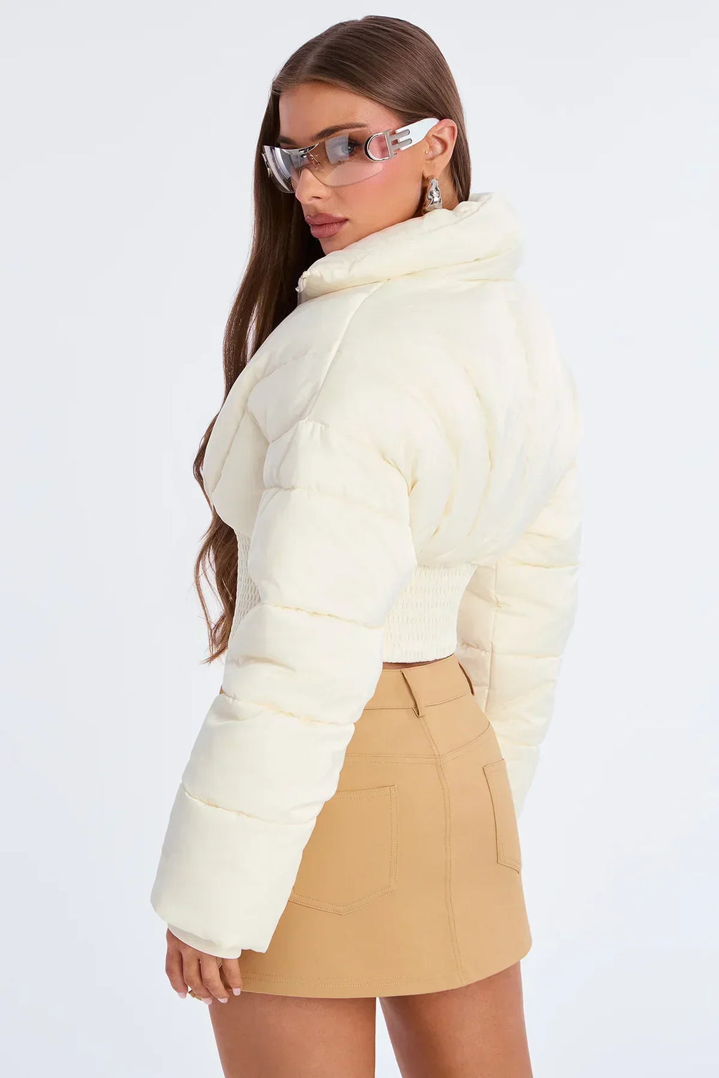 Chaqueta Puffer Corta con Cintura Corset