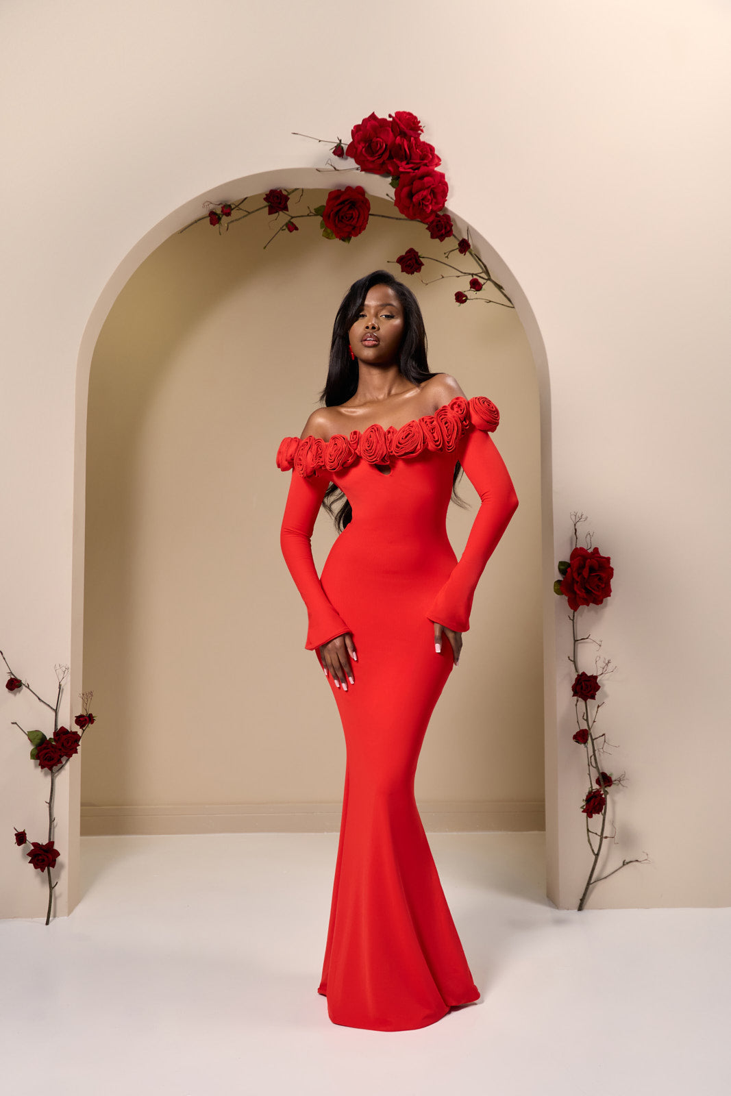 vestido largo rose