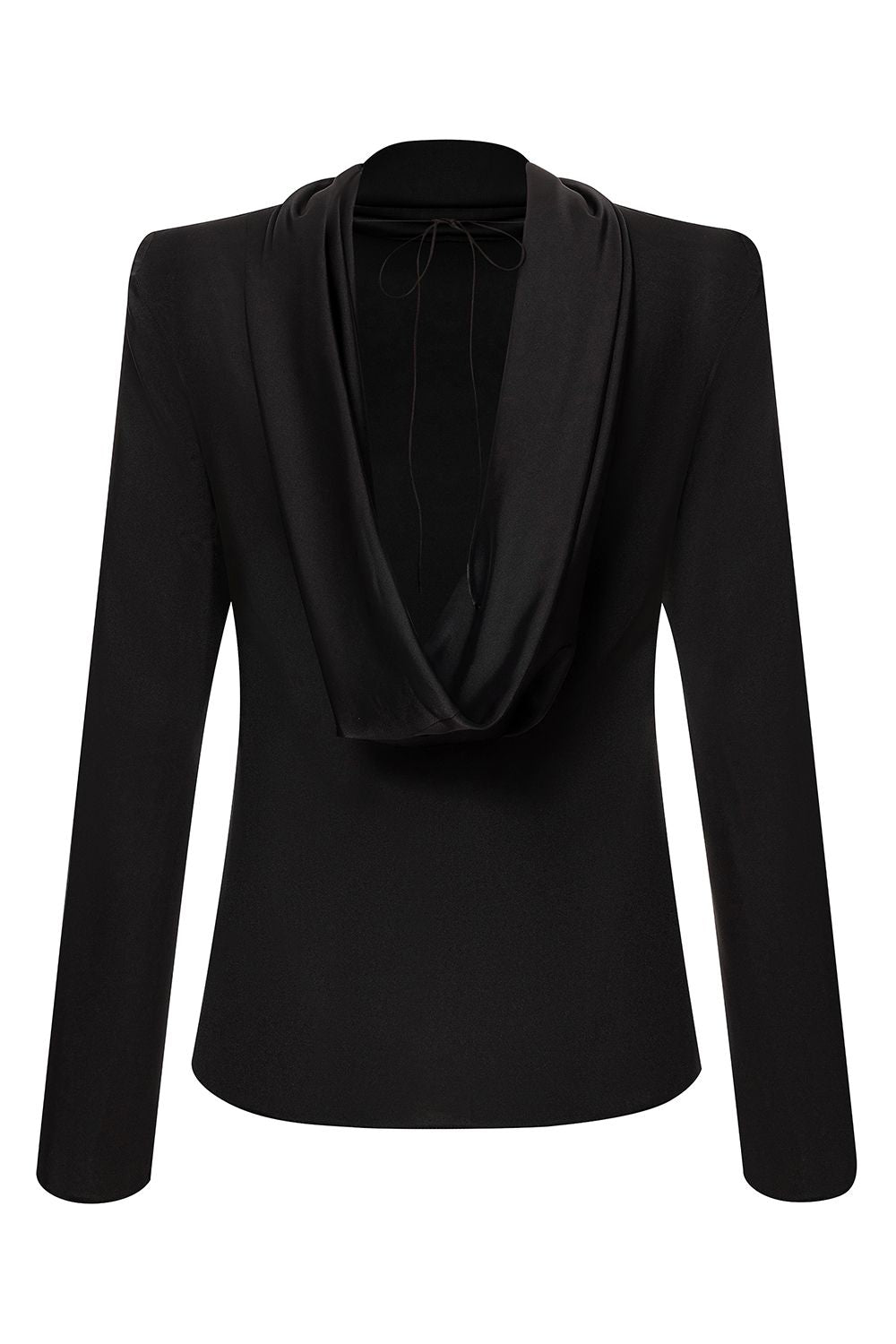 Blusa de satén con espalda abierta y drapeado.