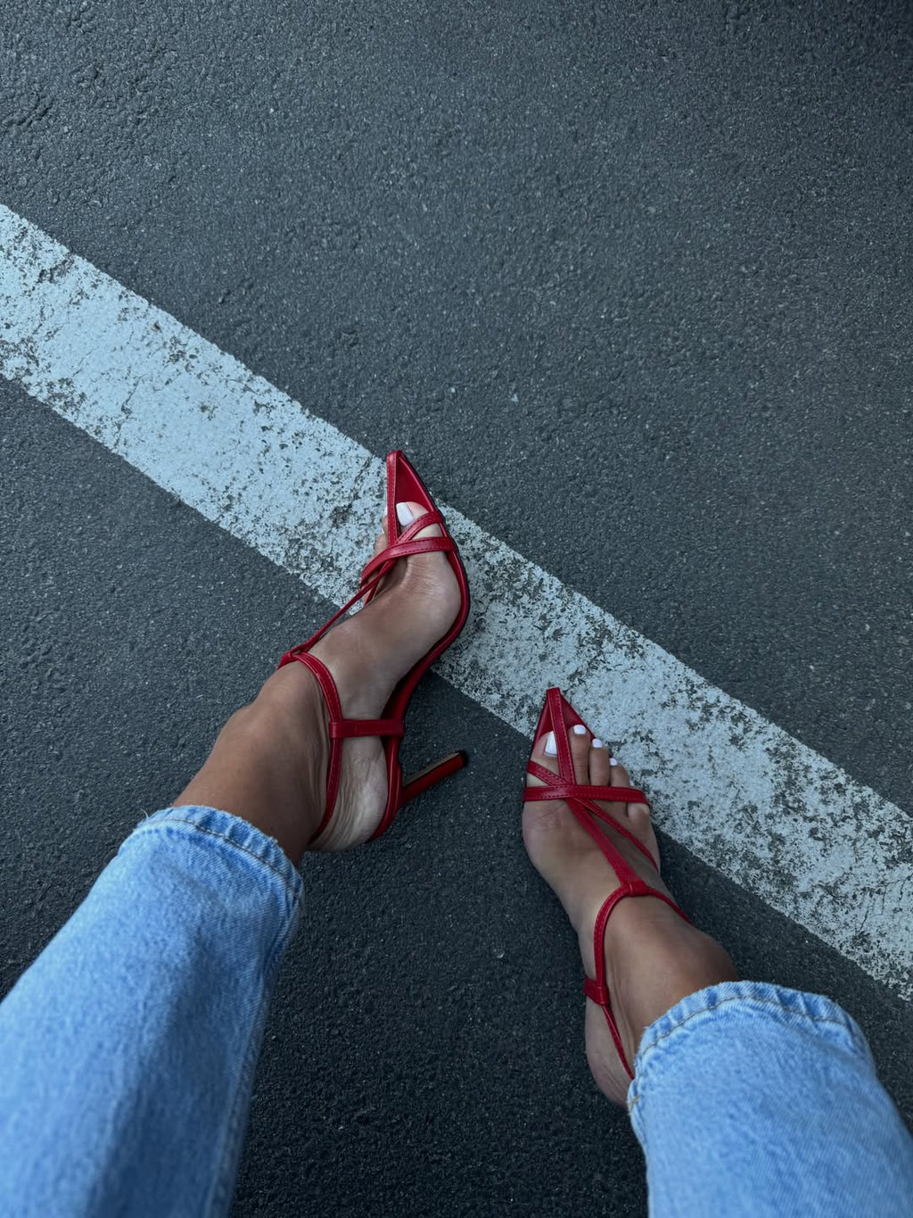 Sandalia tacón red