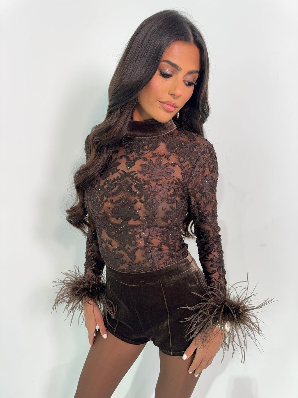 RENÉA FEATHER LACE TOP