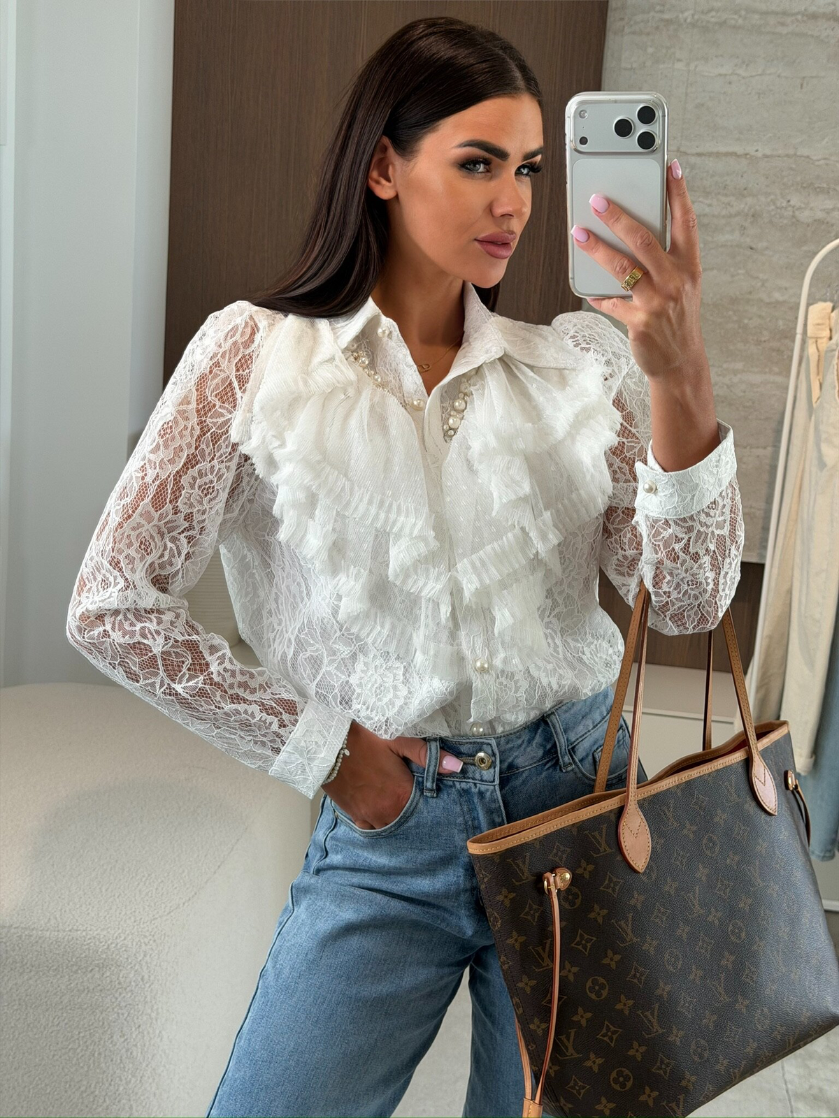 CAMISA MITTE CON PERLAS