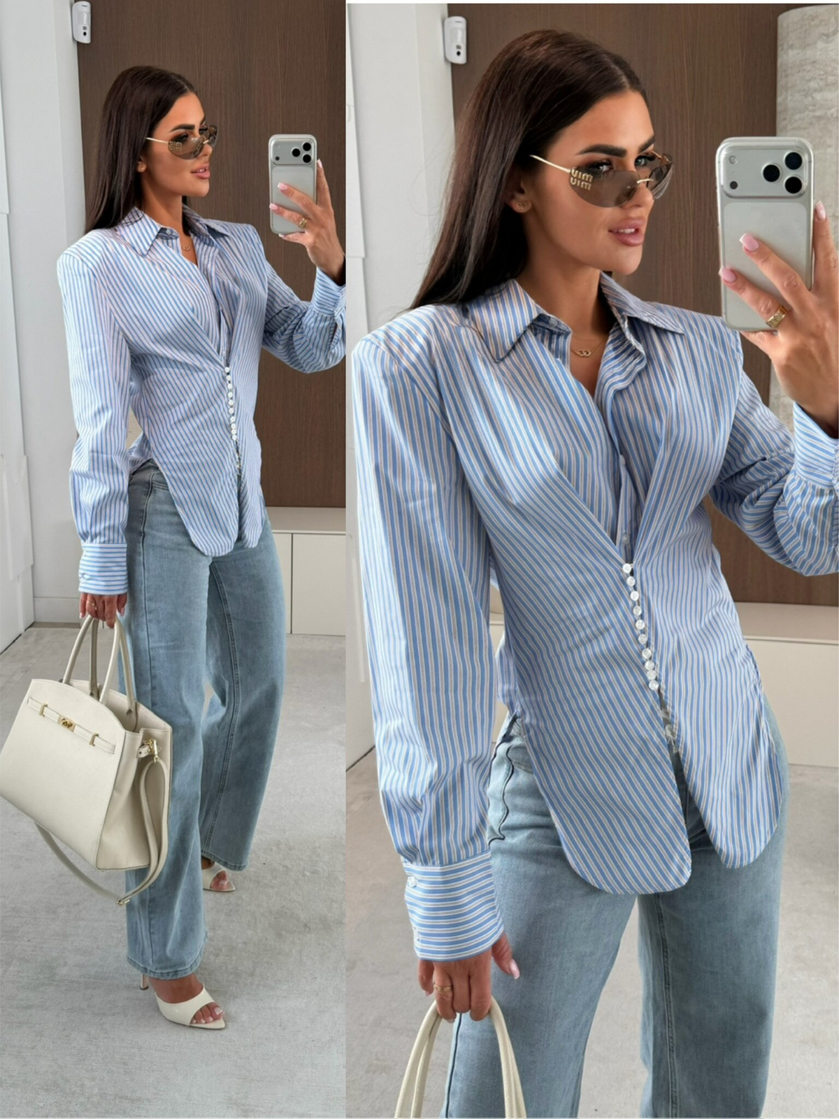 CAMISA DE RAYAS AZULES Y BLANCAS