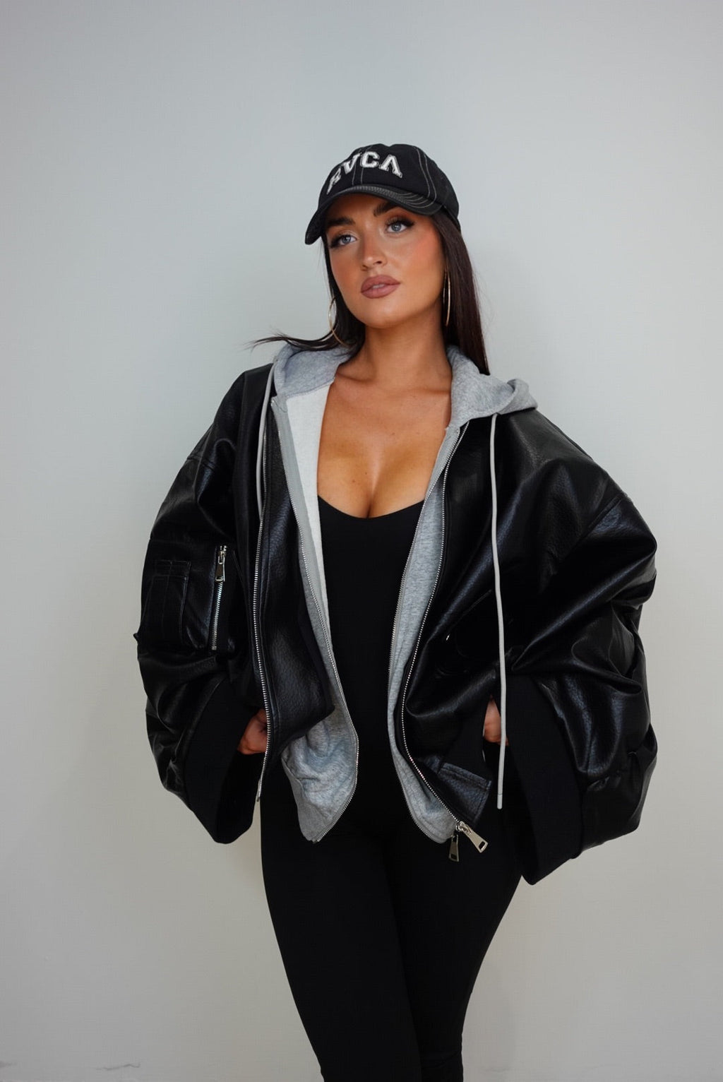 CHAQUETA SUDADERA EXTRA LOOSE NEGRA