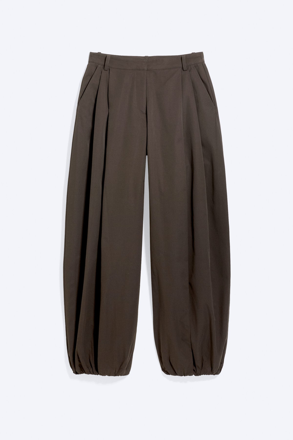 Pantalón balloon tiro bajo marrón oscuro