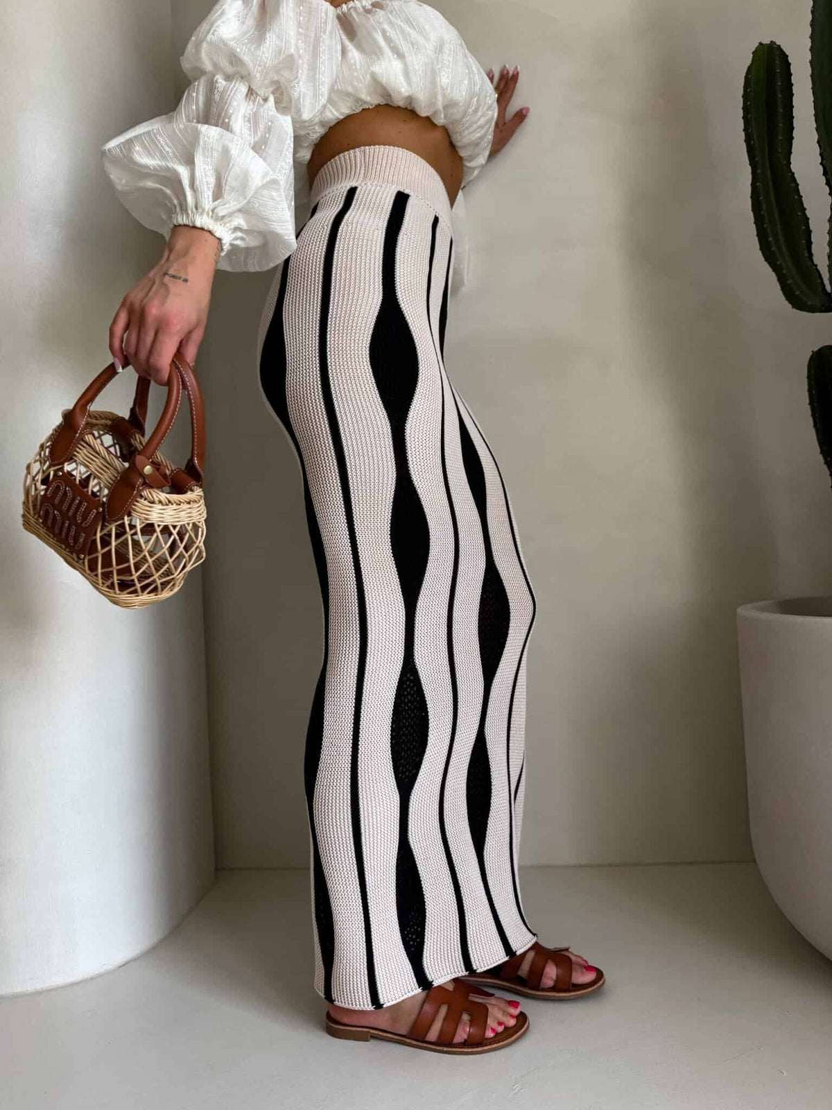Rivano falda algodón beige-negro
