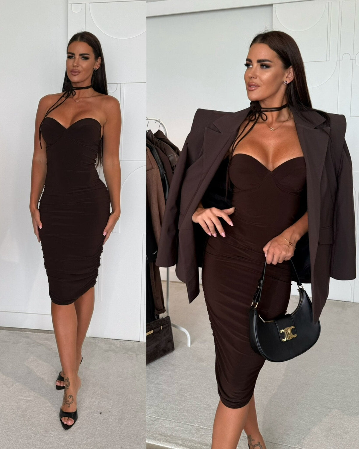Vestido midi chocolate